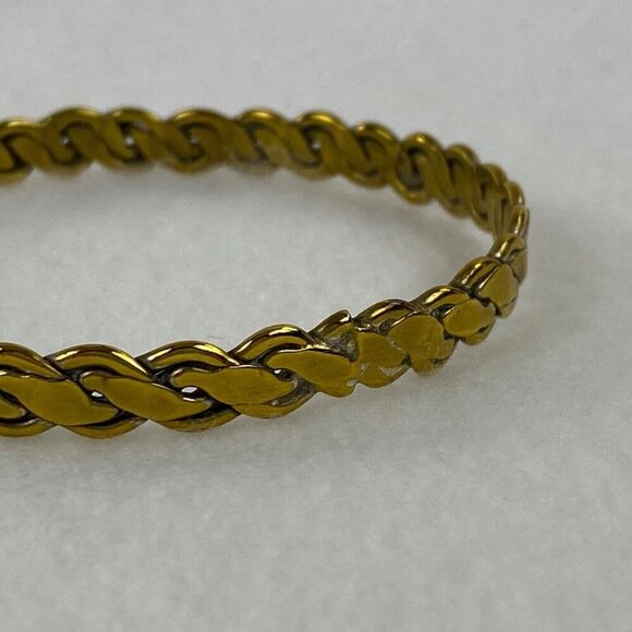 Vintage Braided Rope Bangle 925 Sterling Silver Gold Tone Bracelet Estate Find - Picture 4 of 8